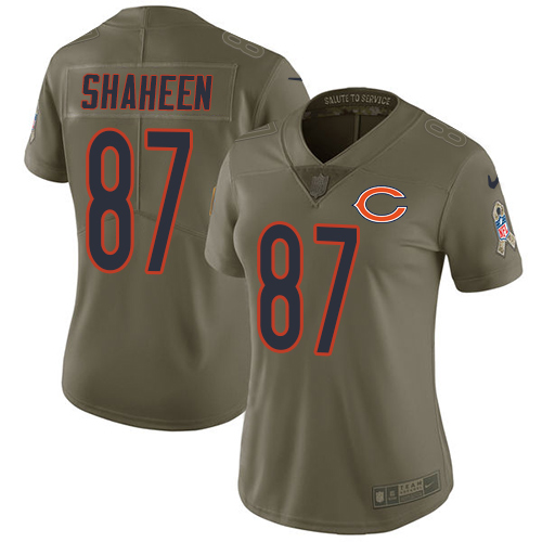 Nike Bears #87 Adam Shaheen Olive Women's Stitched NFL Limited Salute to Service Jersey